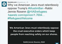 Rabbi Jennie Rosenn in Haaretz: Why American Jews Must Oppose Trump’s Ban