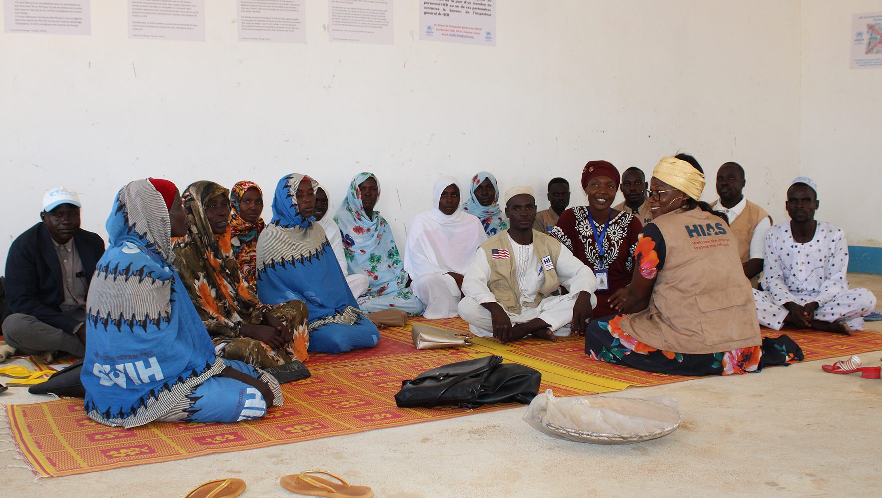 HIAS personnel in Chad and Sudanese refugees engage in a gender-based violence mitigation training session at the HIAS training center at the Gaga Refugee Camp in eastern Chad on August 10, 2023.