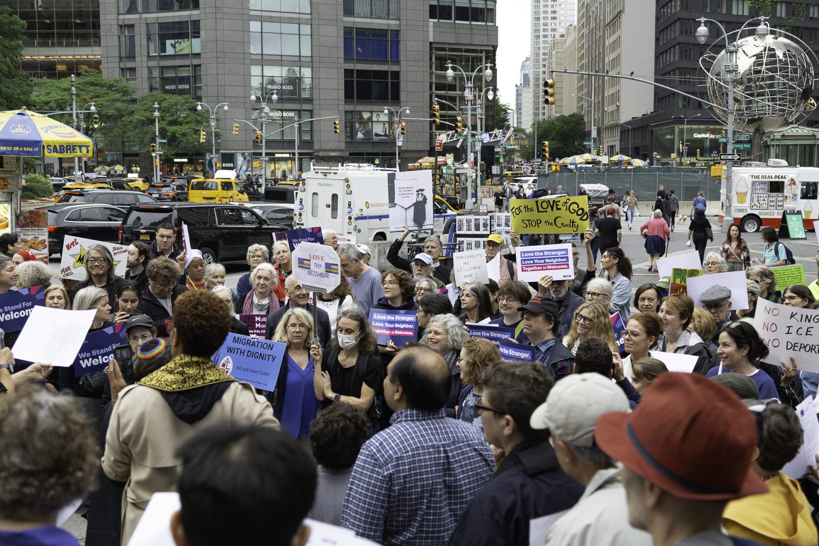HIAS and local New York City partners hosted a vigil to reclaim our commitment to welcoming immigrants, refugees, and asylum seekers to the United States on June 16 2025 (Lindsay Kagalis/HIAS). The vigil is part of a nationwide protests around the U.S. from June 6 and July 6 — the respective dates on which the MS St Louis was turned away from U.S. shores in 1939 and the Alien Enemies Act was signed into law in 1798.