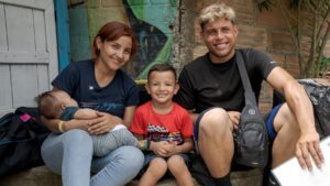 HIAS Colombia staff provide emergency support to Tatiana* and her family while in transit in Capurgana, Colombia on June 17, 2025. (HIAS Colombia) *Name changed for safety.