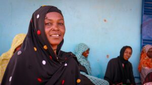 Souad participates in HIAS Chad activities, with the support of GFFO, providing mental health care and protection services at the Women and Girls Center in Farchana refugee camp in eastern Chad in June 2026 (Saam Kouakaine for HIAS).
