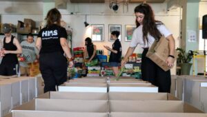 HIAS Israel’s Emergency Response team carries out a distribution of food and hygiene items for refugee, asylum seeker, and economically fragile communities of Tel Aviv on June 13th, 2024 (Zev Orenstein for HIAS Israel).