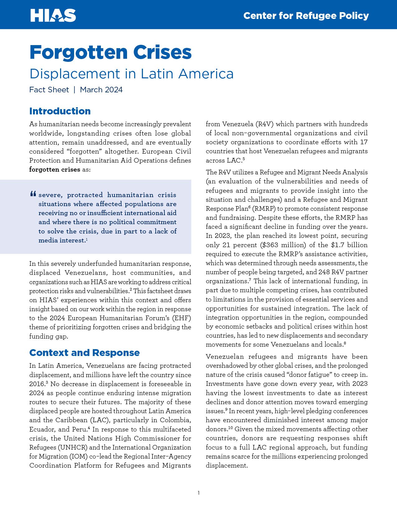 Crisis olvidadas: Desplazamiento en América Latina