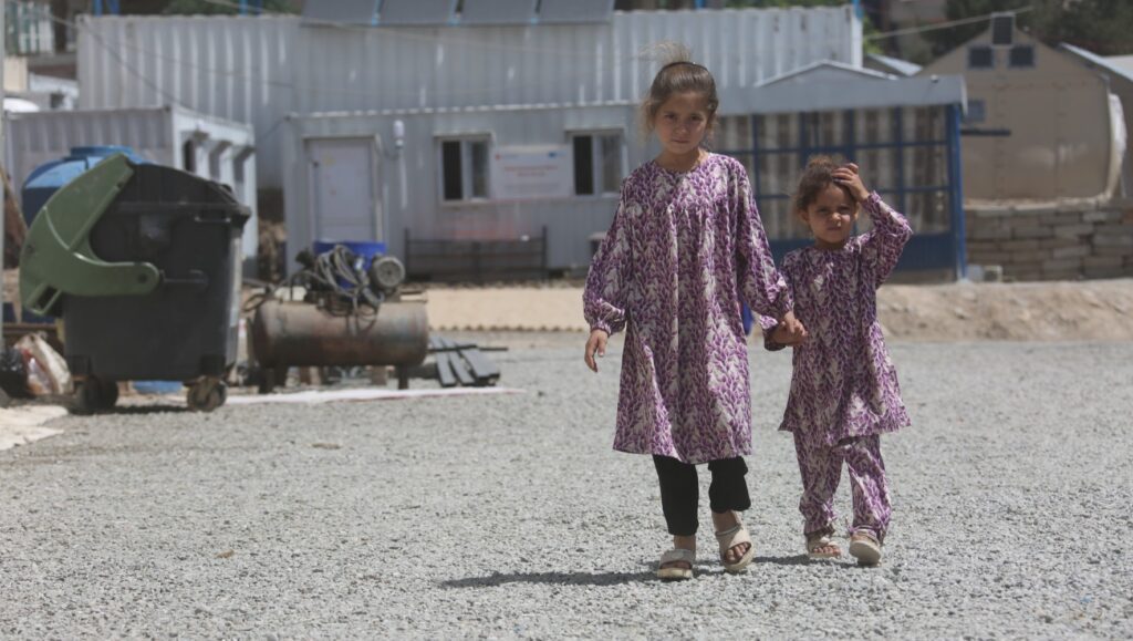 Afghan children are at a makeshift refugee camp in Kabul, Afghanistan, on June 11, 2026. More than 85,000 Afghan refugees have been forced to return to their country from neighboring Pakistan and Iran over the past couple of weeks. (Saifurahman Safi/Xinhua via Getty Images)
