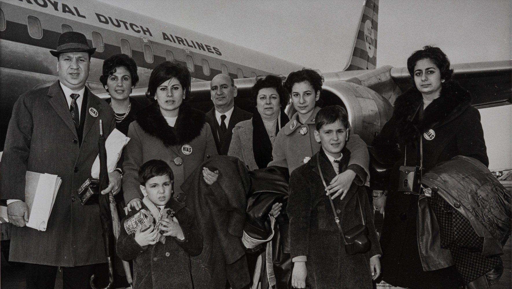 Jewish refugees arrive at JFK airport in New York City in the 1970s. HIAS has met countless refugees at docks, train stations, and airports to help them navigate their new countries.