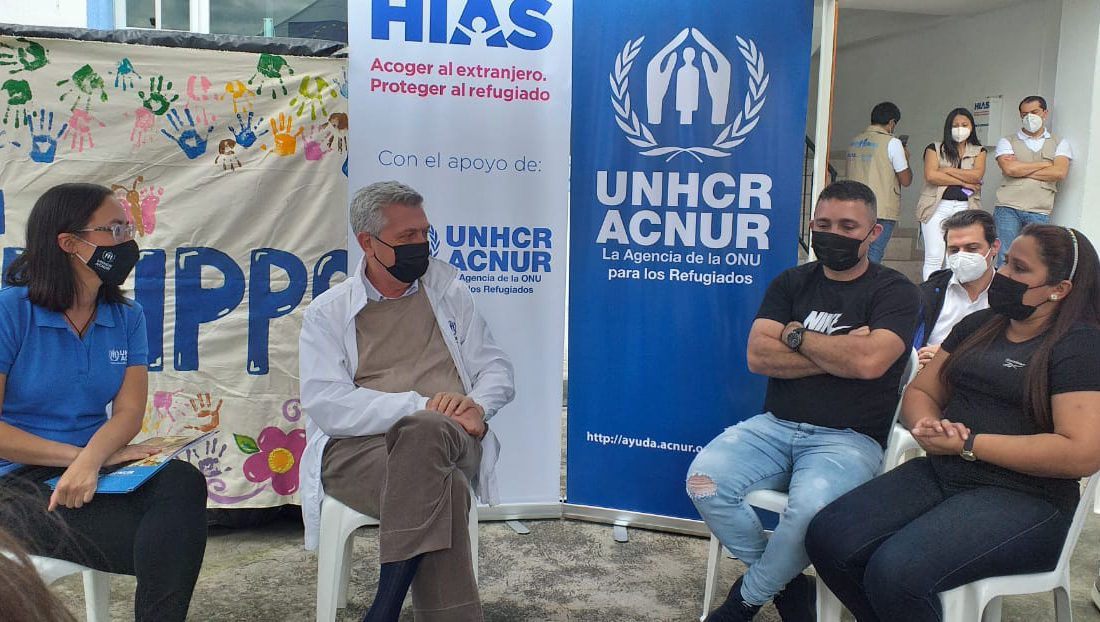 UN High Commissioner for Refugees Fillipo Grandi joined HIAS Ecuador on World Refugee Day in Quito on June 21, 2021. (HIAS Ecuador)