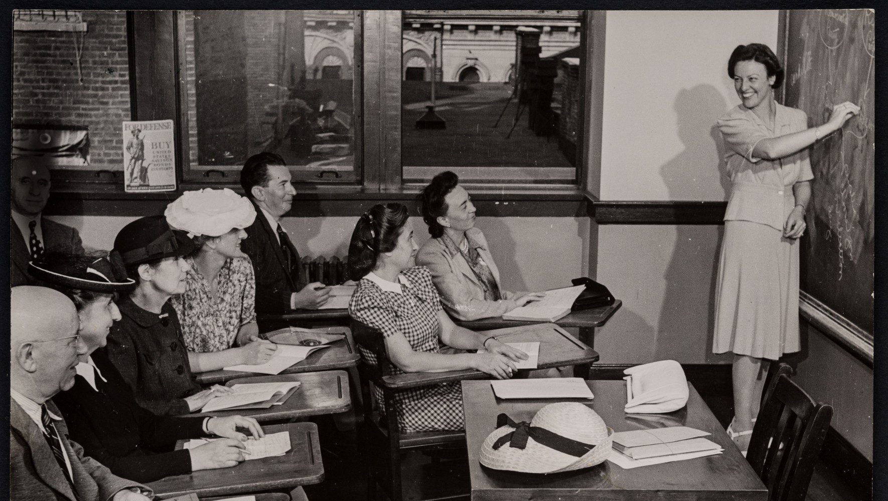 Shortly before the U.S. joined World War II, HIAS is seen here helping teach Jewish refugees English. (HIAS)