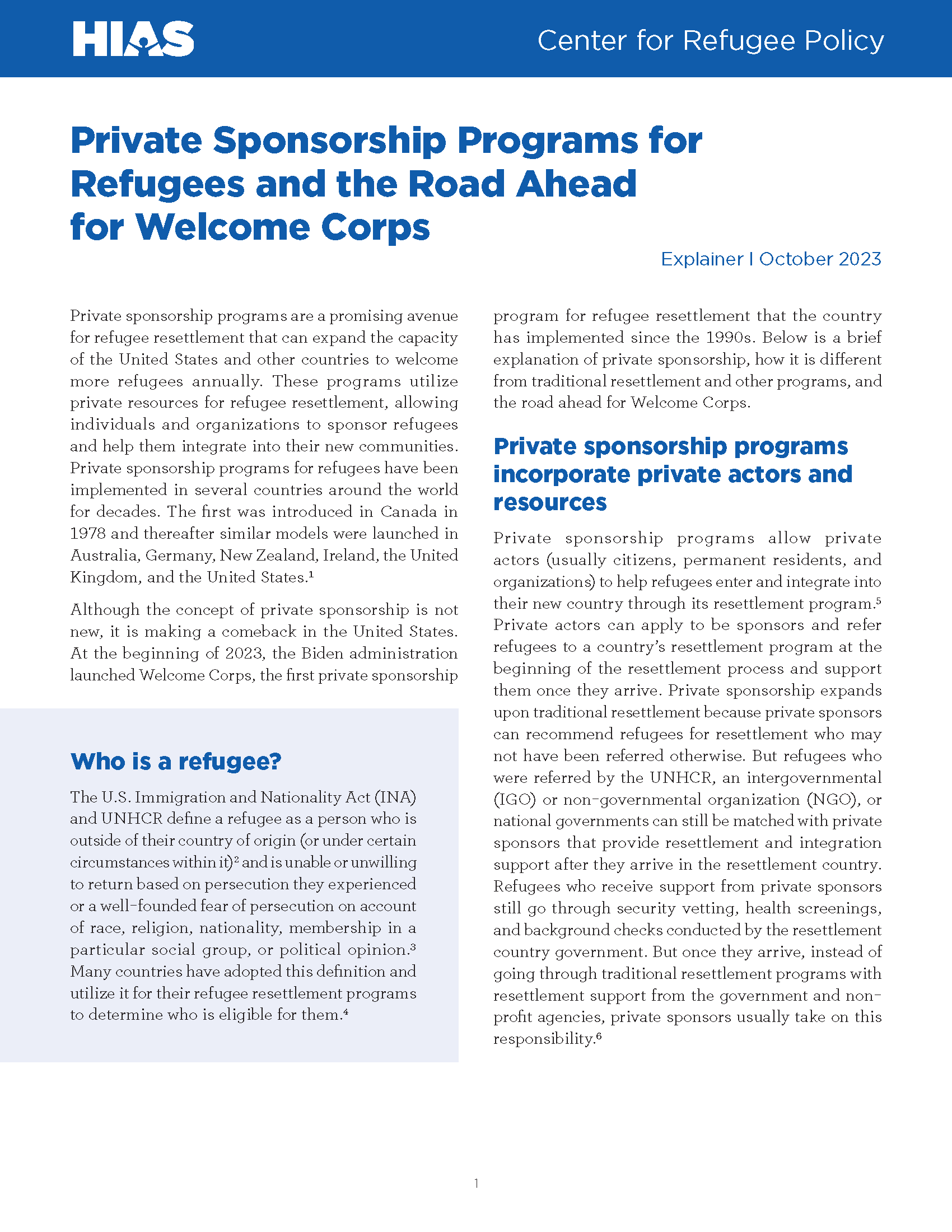 Thumbnail for the explainer "Private Sponsorship Programs for Refugees and the Road Ahead for Welcome Corps"