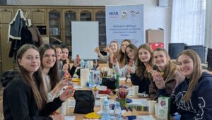 Sofia and her classmates attend a violence prevention workshop led by HIAS partner Power of a Woman, funded by the German Federal Foreign Office, in Ukraine in 2025. (Power of a Woman)