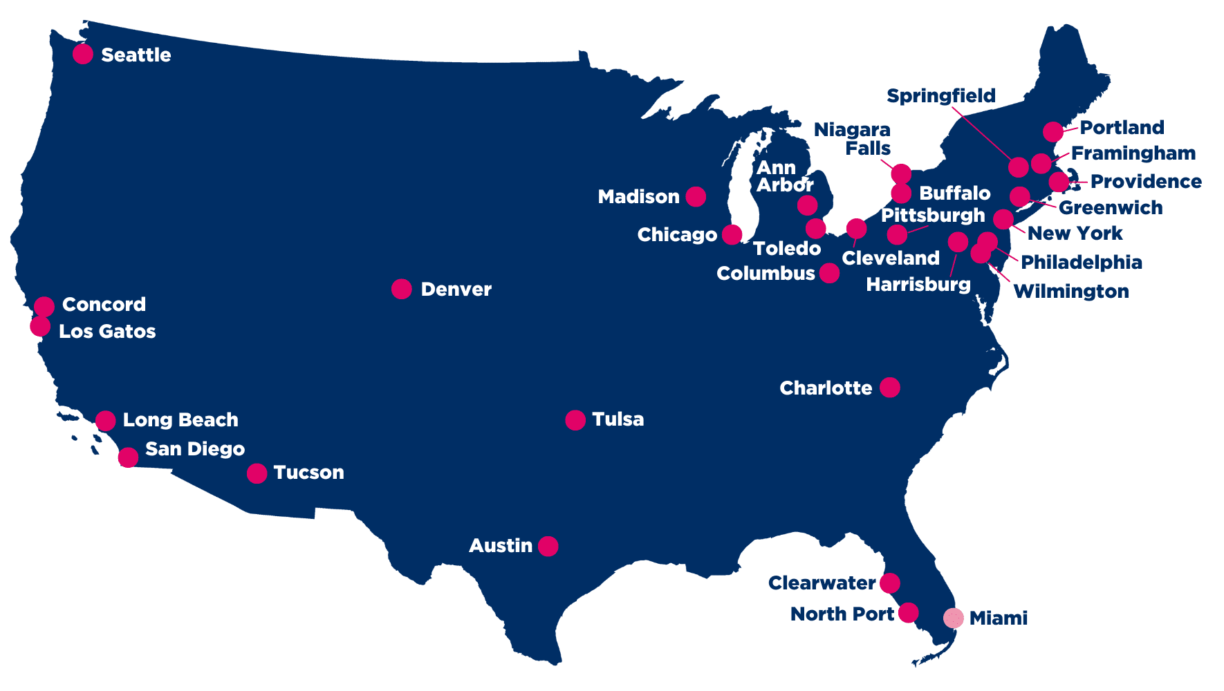 A Map of HIAS Resettlement Partners across the United States